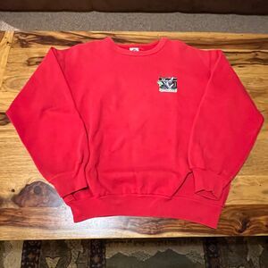 Vintage 80s Tiger Brand Muskoka Woods Sweatshirt Canada Red Graphic Men's Large